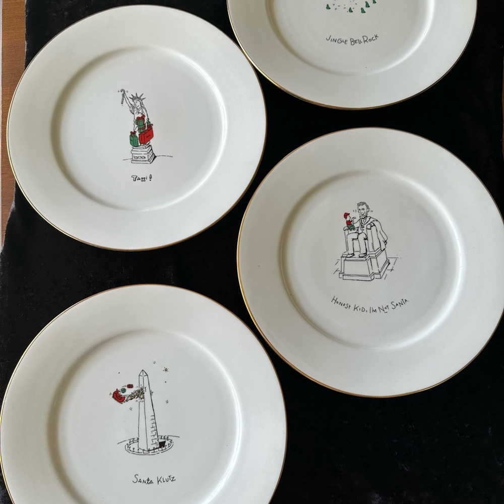 Humorous Christmas Plates - Set of Four
